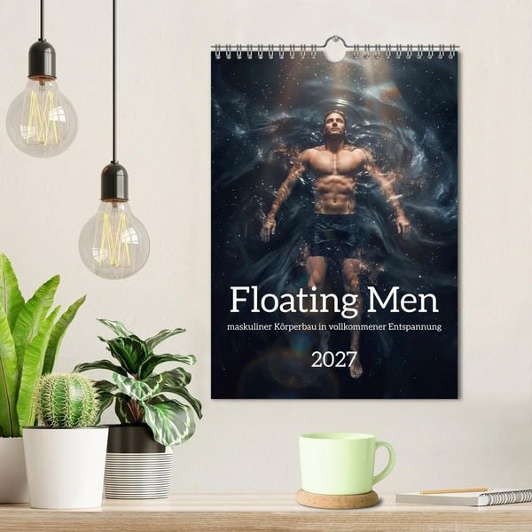 Produktbild: Floating Men - maskuliner K&ouml;rperbau in vollkommener Entspannung (Wandkalender 2027 DIN A4 hoch), CALVENDO Monatskalender