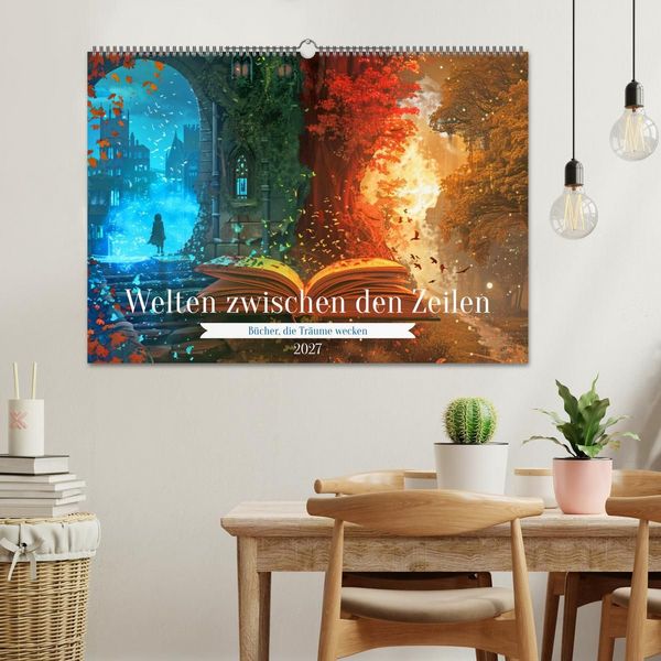 Produktbild: Welten zwischen den Zeilen - B&uuml;cher, die Tr&auml;ume wecken (Wandkalender 2027 DIN A2 quer), CALVENDO Monatskalender