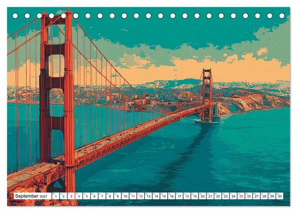 Produktbild: Die Golden Gate Bridge - Ikone am Pazifik (Tischkalender 2027 DIN A5 quer), CALVENDO Monatskalender