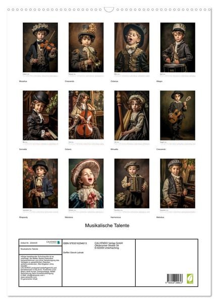 Produktbild: Musikalische Talente (Wandkalender 2026 DIN A2 hoch), CALVENDO Monatskalender