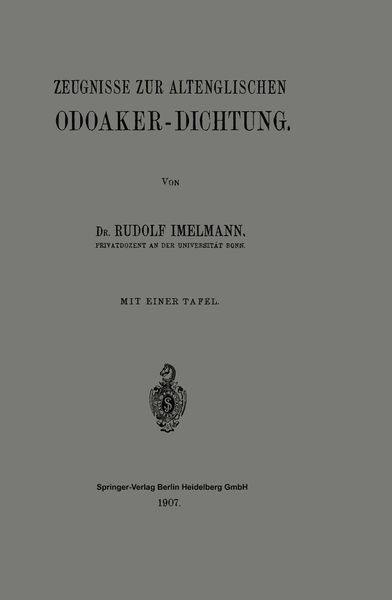 Produktbild: Zeugnisse zur Altenglischen Odoaker-Dichtung