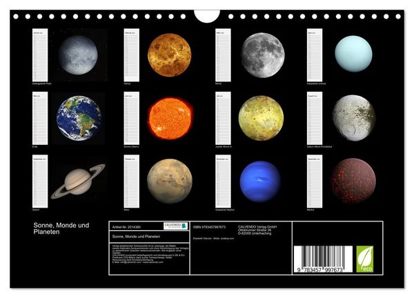 Produktbild: Sonne, Monde und Planeten (Wandkalender 2026 DIN A4 quer), CALVENDO Monatskalender