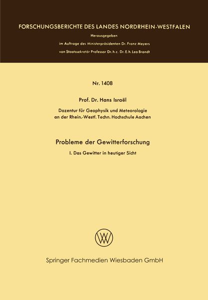 Produktbild: Probleme der Gewitterforschung