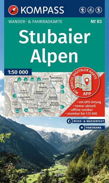 Produktbild: KOMPASS Wanderkarte 83 Stubaier Alpen 1:50.000
