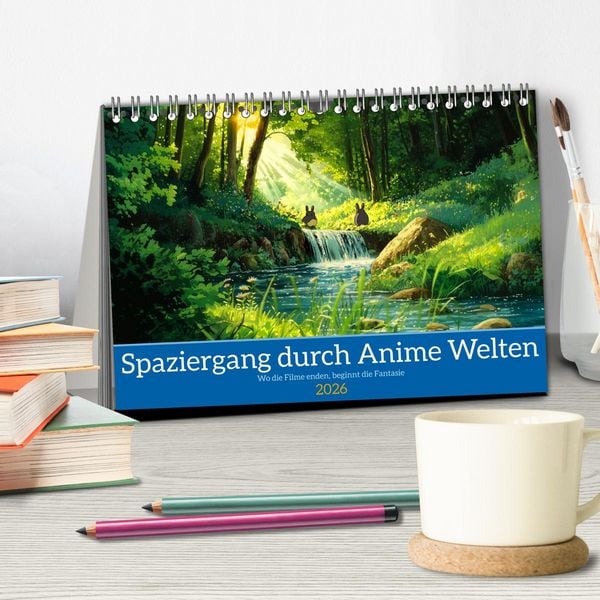 Produktbild: Spaziergang durch Anime Welten (Tischkalender 2026 DIN A5 quer), CALVENDO Monatskalender