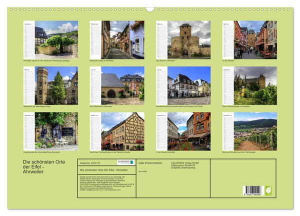 Produktbild: Die sch&ouml;nsten Orte der Eifel - Ahrweiler (Wandkalender 2026 DIN A2 quer), CALVENDO Monatskalender
