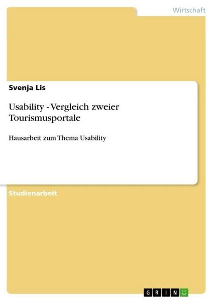 Produktbild: Usability - Vergleich zweier Tourismusportale