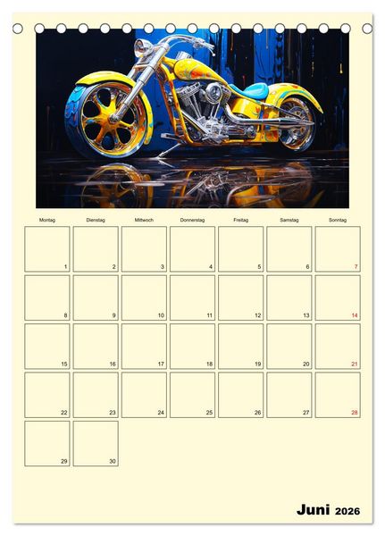Produktbild: Custom Motorcycle Paintings (Tischkalender 2026 DIN A5 hoch), CALVENDO Monatskalender