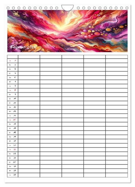 Produktbild: Pouring Art Familienplaner - Durch das Jahr mit KI-kreierter Pouring Kunst (Wandkalender 2026 DIN A4 hoch), CALVENDO Monatskalender
