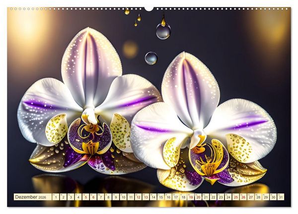Produktbild: Lieblingsblumen mit goldenen Akzenten (hochwertiger Premium Wandkalender 2026 DIN A2 quer), Kunstdruck in Hochglanz