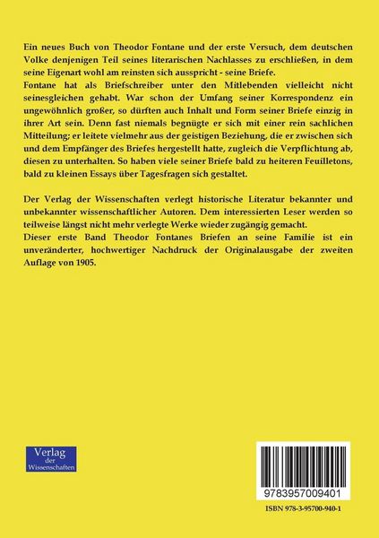 Produktbild: Theodor Fontanes Briefe an seine Familie