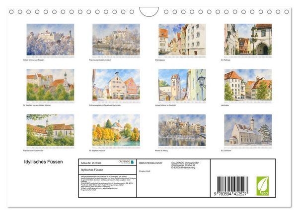 Produktbild: Idyllisches F&uuml;ssen (Wandkalender 2027 DIN A4 quer), CALVENDO Monatskalender