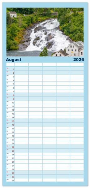 Produktbild: Familienplaner 2026 - Fjorde & Felsen &ndash; Norwegens wilde Seele mit 5 Spalten (Wandkalender, 21 x 45 cm) CALVENDO
