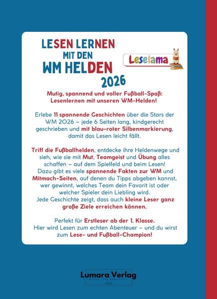 Produktbild: Fu&szlig;ball WM 2026 Buch f&uuml;r Erstleser Jungen in der 1. Klasse -