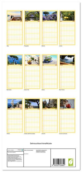 Produktbild: Familienplaner 2026 - Sehnsuchtsort Amalfik&uuml;ste mit 5 Spalten (Wandkalender, 21 x 45 cm) CALVENDO