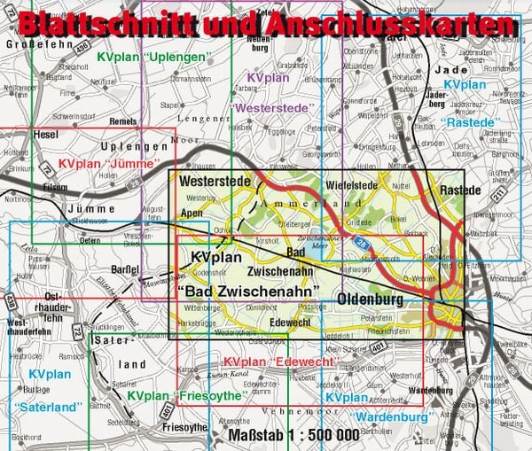 Produktbild: Bad Zwischenahn, KVplan, Radkarte/Knotenpunktkarte/Wanderkarte/Stadtplan, 1:30.000 / 1:15.000 / 1:7.500