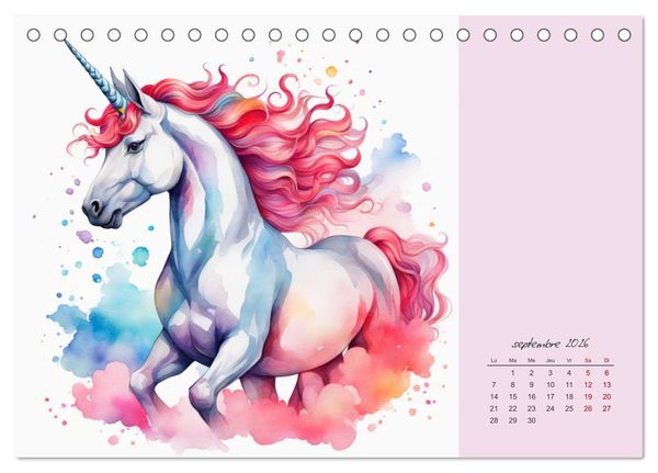 Produktbild: Les licornes (Calendrier de bureau 2026 DIN A5 vertical), CALVENDO calendrier mensuel