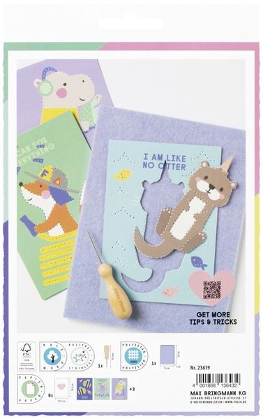 Produktbild: FOLIA Bastelartikel Prickel-Set, inkl. Prickelnadel, Filz und 6x Motivkarten in 10,5x14,8cm
