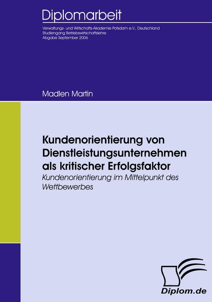 Produktbild: Kundenorientierung von Dienstleistungsunternehmen als kritischer Erfolgsfaktor