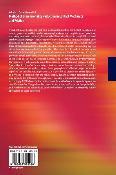 Produktbild: Method of Dimensionality Reduction in Contact Mechanics and Friction