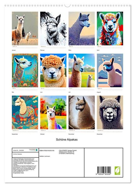 Produktbild: Sch&ouml;ne Alpakas (hochwertiger Premium Wandkalender 2026 DIN A2 hoch), Kunstdruck in Hochglanz