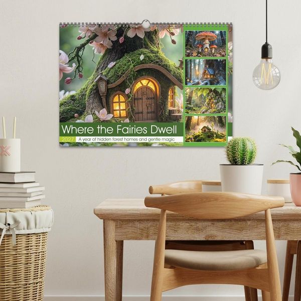 Produktbild: Where the Fairies Dwell - A year of hidden forest homes and gentle magic (Wall Calendar 2027 DIN A3 landscape), CALVENDO 12 Month Wall Calendar