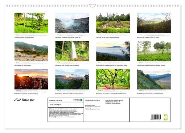 Produktbild: JAVA Natur pur (Wandkalender 2026 DIN A2 quer), CALVENDO Monatskalender