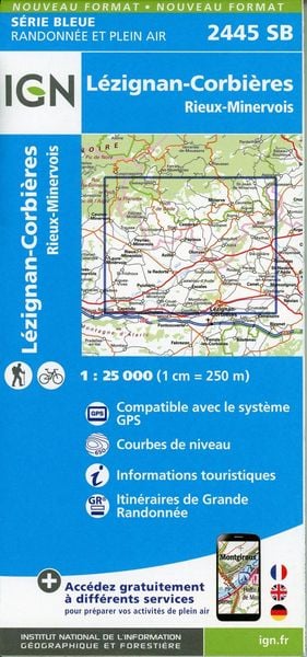 Produktbild: L&eacute;zignan-Corbi&egrave;res-Rieux-Minervois 1:25 000