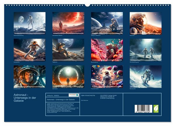 Produktbild: Astronaut - Unterwegs in der Galaxie (hochwertiger Premium Wandkalender 2026 DIN A2 quer), Kunstdruck in Hochglanz