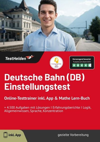 Produktbild: Deutsche Bahn (DB) Einstellungstest: Online-Testtrainer inkl. App & Mathe Lern-B