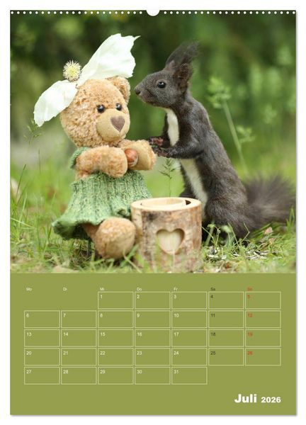 Produktbild: Eichh&ouml;rnchen - Abenteuer mit Freund Teddy (Wandkalender 2026 DIN A2 hoch), CALVENDO Monatskalender