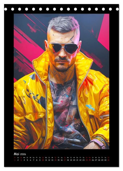 Produktbild: Cyberpunk Heroes. Futuristische Fusion von Technik und Kunst (Tischkalender 2026 DIN A5 hoch), CALVENDO Monatskalender