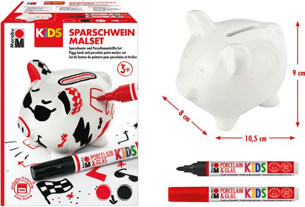Produktbild: Marabu KiDS Porcelain und Glaspainter Sparschwein Malset