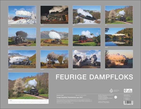 Produktbild: Feurige Dampfloks Posterkalender 2027