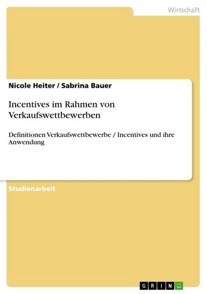 Produktbild: Incentives im Rahmen von Verkaufswettbewerben
