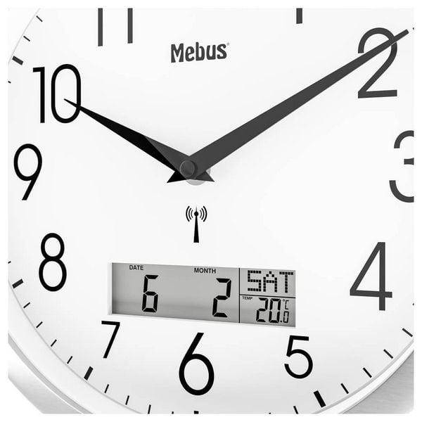 Produktbild: Mebus 19422 Funk Wanduhr 30cm x 30mm Silber