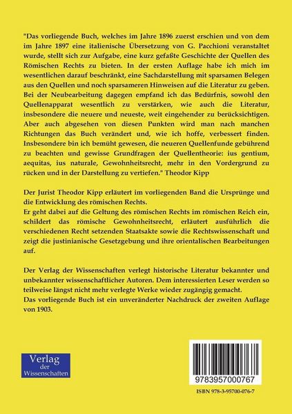 Produktbild: Geschichte der Quellen des r&ouml;mischen Rechts