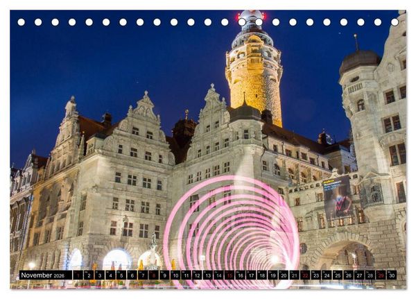 Produktbild: Light Art in Leipzig (Tischkalender 2026 DIN A5 quer), CALVENDO Monatskalender