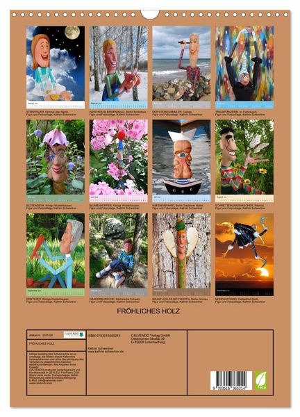 Produktbild: FR&Ouml;HLICHES HOLZ (Wandkalender 2026 DIN A3 hoch), CALVENDO Monatskalender