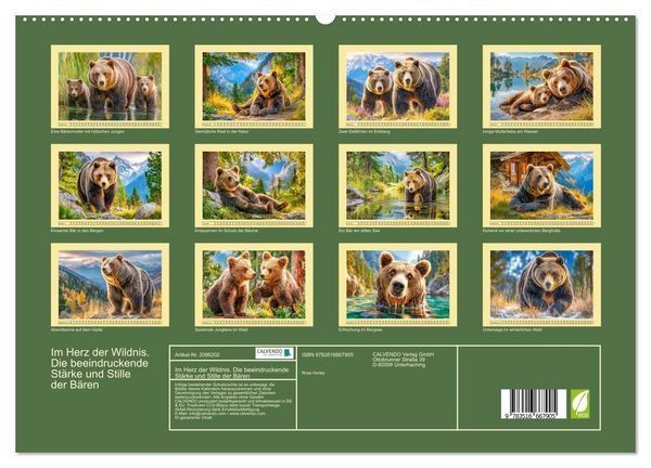 Produktbild: Im Herz der Wildnis. Die beeindruckende St&auml;rke und Stille der B&auml;ren (hochwertiger Premium Wandkalender 2026 DIN A2 quer), Kunstdruck in Hochglanz