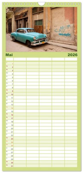 Produktbild: Familienplaner 2026 - Classic Cars of Cuba mit 5 Spalten (Wandkalender, 21 x 45 cm) CALVENDO
