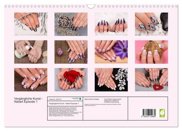 Produktbild: Verg&auml;ngliche Kunst - Nailart Episode 1 (Wandkalender 2026 DIN A3 quer), CALVENDO Monatskalender