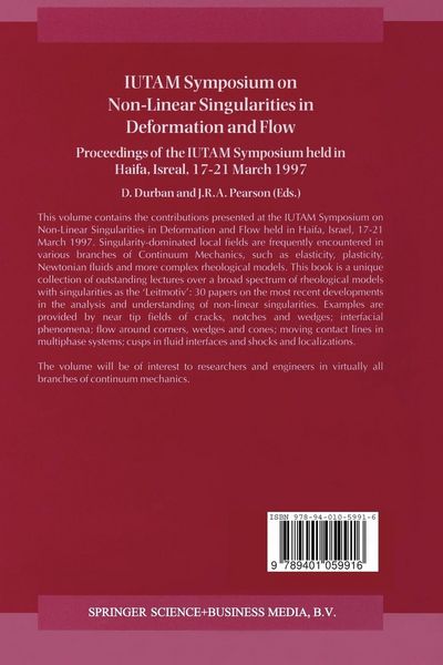 Produktbild: IUTAM Symposium on Non-Linear Singularities in Deformation and Flow