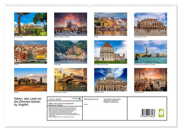 Produktbild: Italien, das Land wo die Zitronen bl&uuml;hen by VogtArt (hochwertiger Premium Wandkalender 2026 DIN A2 quer), Kunstdruck in Hochglanz