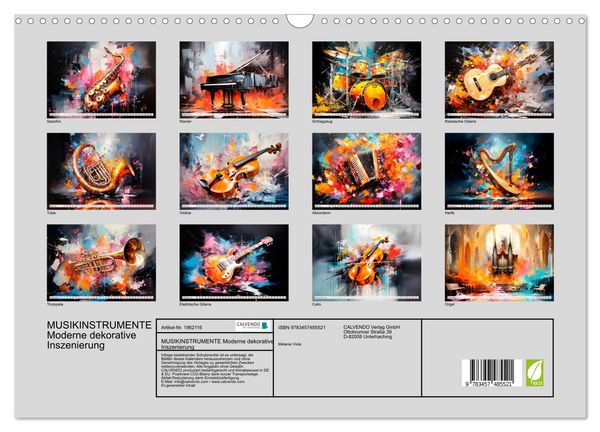 Produktbild: MUSIKINSTRUMENTE Moderne dekorative Inszenierung (Wandkalender 2026 DIN A3 quer), CALVENDO Monatskalender
