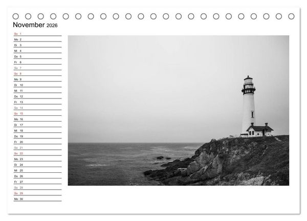 Produktbild: Leuchtt&uuml;rme der Westk&uuml;ste der USA (Tischkalender 2026 DIN A5 quer), CALVENDO Monatskalender