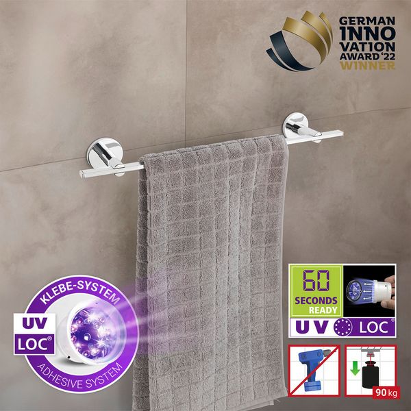 Produktbild: UV-Loc&reg; Badetuchstange Uno Mod. Isera 40 cm, Befestigen ohne Bohren mit innovativem Klebesystem