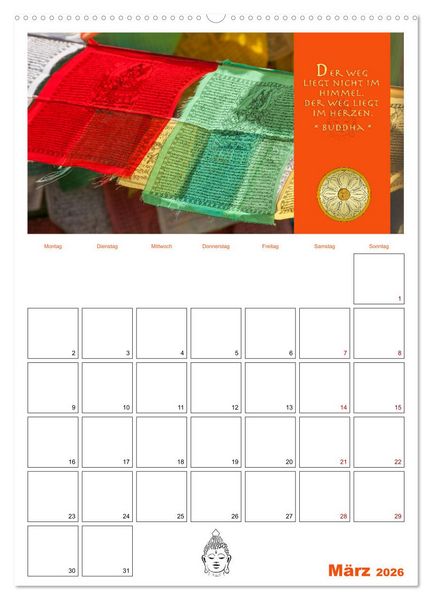 Produktbild: Buddhas Zitate und Weisheiten (Wandkalender 2026 DIN A2 hoch), CALVENDO Monatskalender