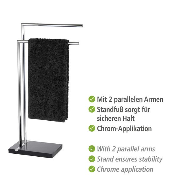 Produktbild: Handtuchst&auml;nder Mod. Noble Black mit 2 Armen, aus verchromtem Stahl