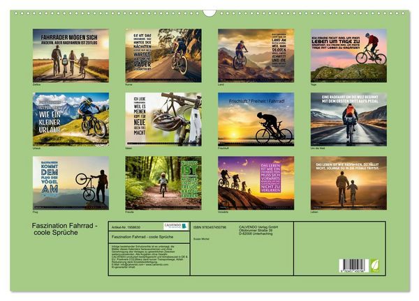 Produktbild: Faszination Fahrrad - coole Spr&uuml;che (Wandkalender 2026 DIN A2 quer), CALVENDO Monatskalender